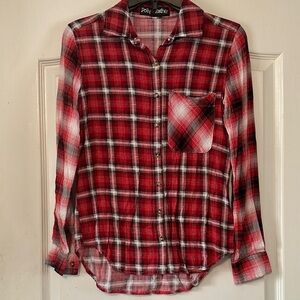Rayon Red and Black Plaid Shirt